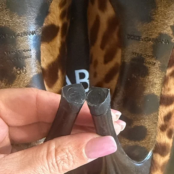 Dolce & Gabbana Leopard pony hair peep toe stiletto pumps size 36 fits US sz 6.5 - Picture 7 of 16
